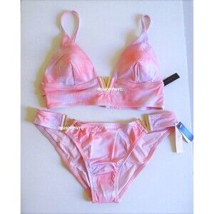 Victoria Secret V-Hardware Strappy Top Cheeky Bikini Set Tie Dye 36C 36D 38C L